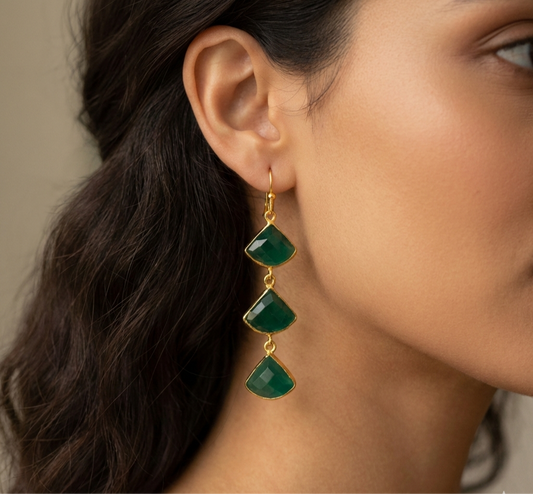 Forest Drops - Green Onyx Drop Earrings | 925 Silver