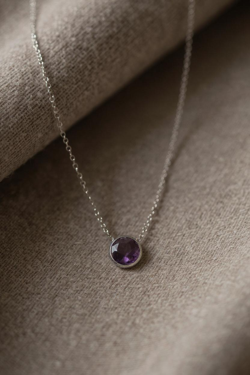 Violet Dew - Amethyst Gemstone Necklace | 925 Silver