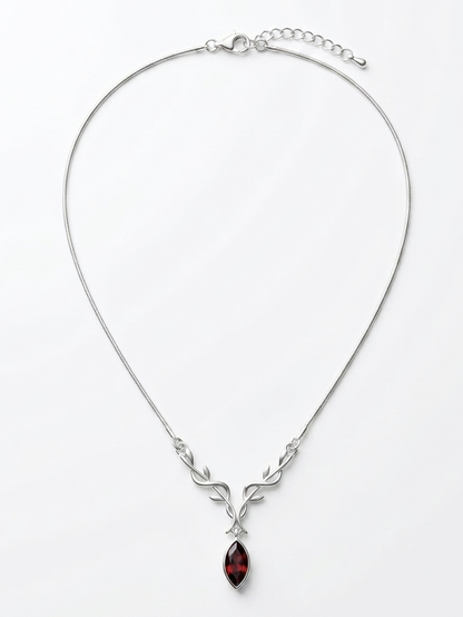 Wild Stag - Garnet Stag Necklace in 925 Silver