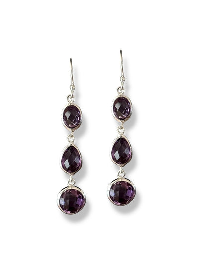 Lilac Drop - Amethyst Cascade Dangler Earrings | 925 Silver