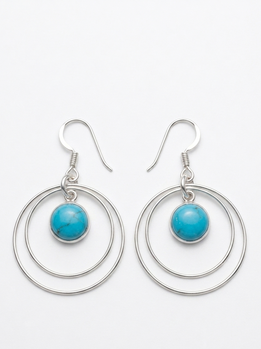 Turquoise Orbit — Turquoise Dangler Earrings | 925 Silver
