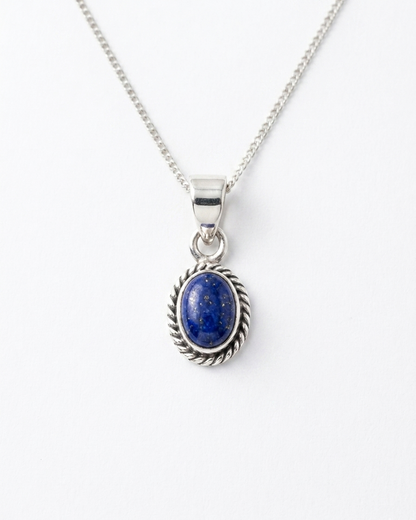 Celestial Lapis — Lapis Lazuli Oval Pendant |  925 Silver
