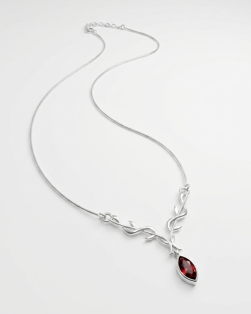 Wild Stag - Garnet Stag Necklace in 925 Silver