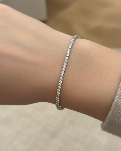 Round CZ Tennis Bracelet in 925 Silver