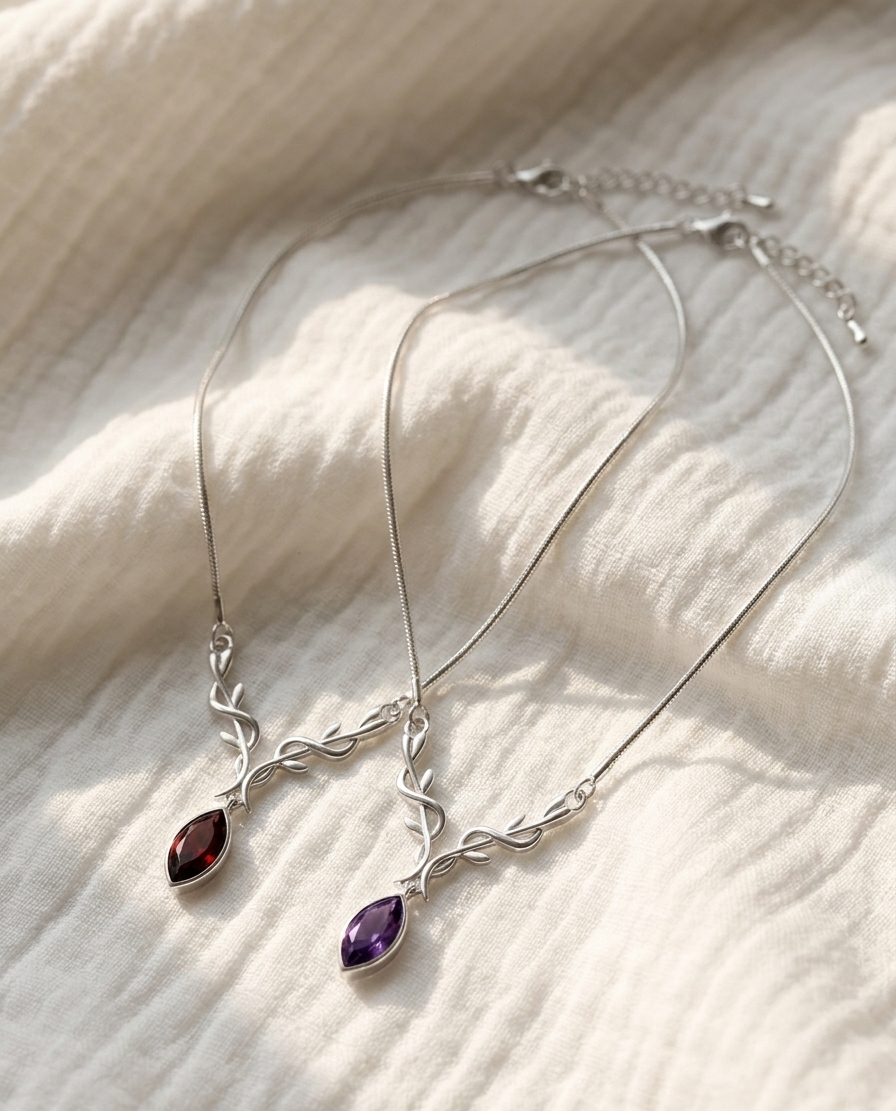 Wild Stag - Amethyst Stag Necklace in 925 Silver