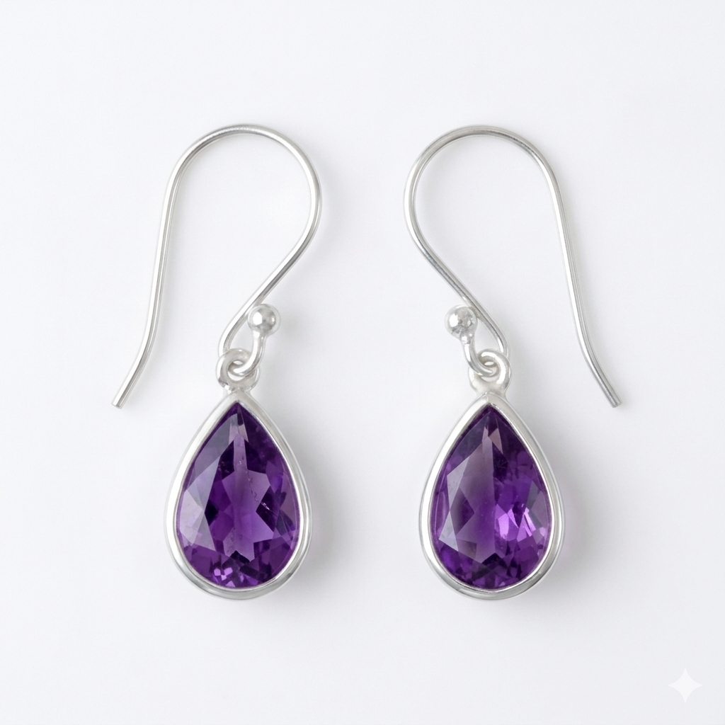 Orchid Drop — Amethyst Teardrop Dangle Earrings | 925 Silver