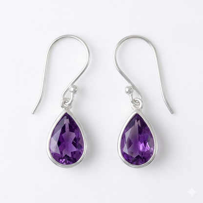 Orchid Drop — Amethyst Teardrop Dangle Earrings | 925 Silver
