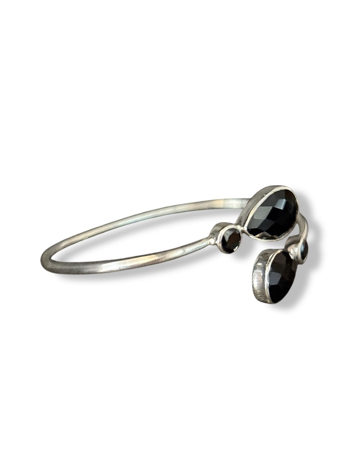 Eclipse Bangle - Two Stone Black Onyx Bangle | 925 Silver