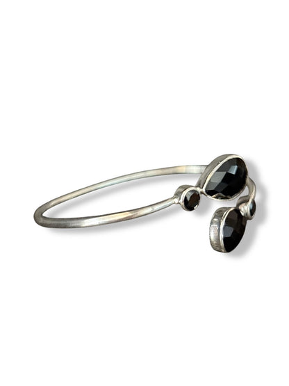 Eclipse Bangle - Two Stone Black Onyx Bangle | 925 Silver