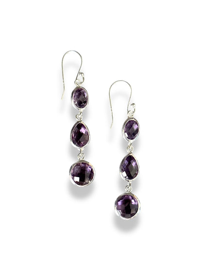 Lilac Drop - Amethyst Cascade Dangler Earrings | 925 Silver