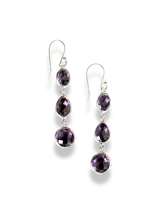 Lilac Drop - Amethyst Cascade Dangler Earrings | 925 Silver