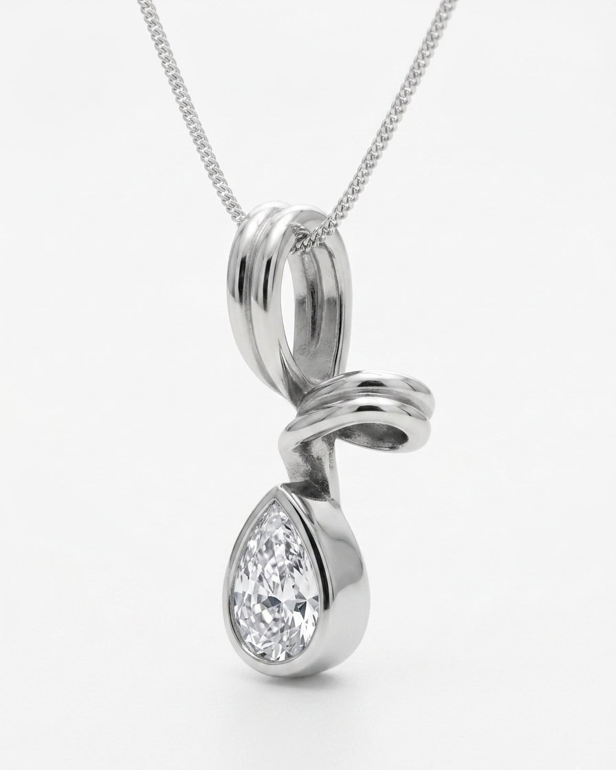 Silver Dewdrop — CZ Teardrop Pendant |  925 Silver