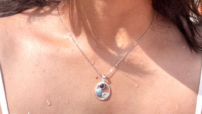 Halo of Blues - Blue Topaz Round Pendant | 925 Silver