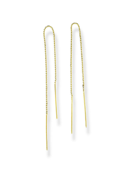 Golden Thread- Gold Plated Threader Chain Earrings | 
925 Silver