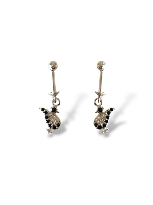 The Black Swan - Dainty CZ Helix/Bugadi Earrings | 925 Silver