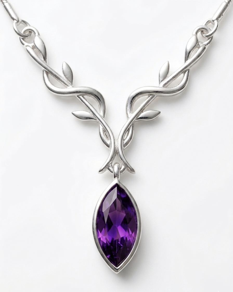 Wild Stag - Amethyst Stag Necklace in 925 Silver