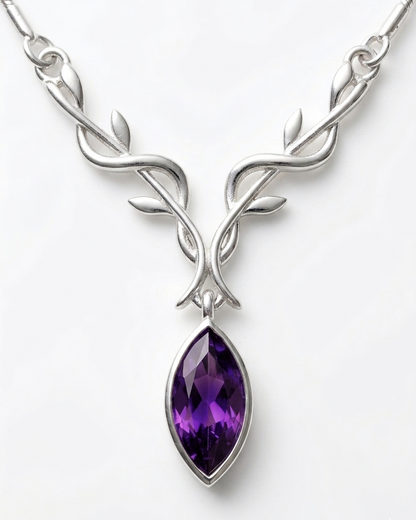Wild Stag - Amethyst Stag Necklace in 925 Silver