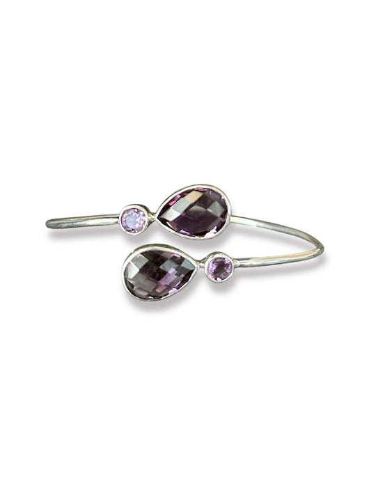 Dusk & Dawn - Two Stone Amethyst Bangle | 925 Silver