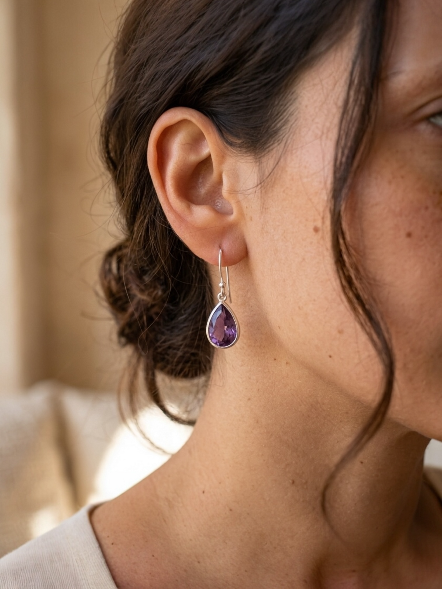 Orchid Drop — Amethyst Teardrop Dangle Earrings | 925 Silver