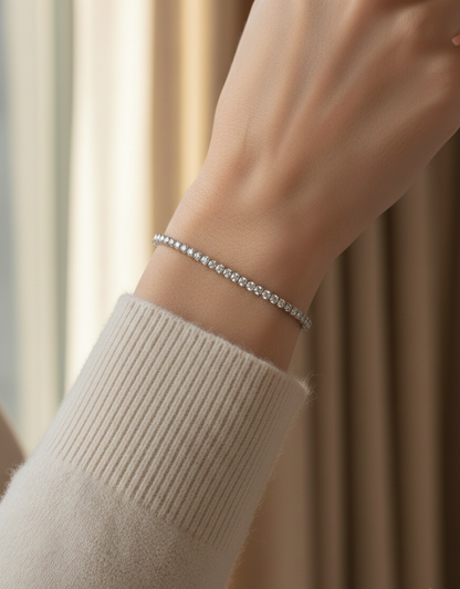 2.5mm Round CZ Tennis Bracelet | 925 Silver