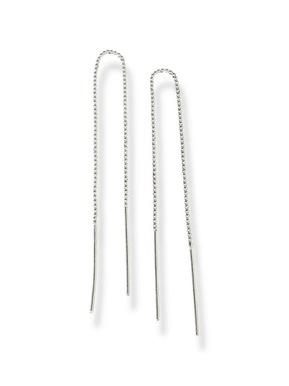 Silver Thread - Dainty Threader Chain Earrings | 925 Silver