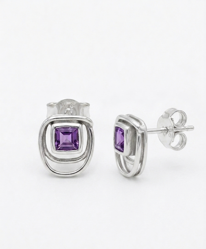 Lavender Lines — Amethyst Stud Earrings | 925 Silver