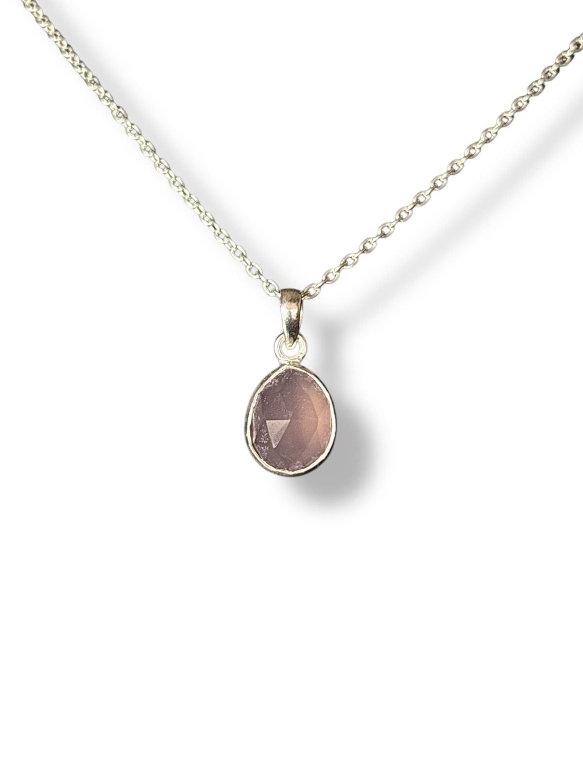 Blush Serenity - Pink Chalcedony Tear Drop Pendant | 925 Silver