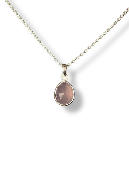 Blush Serenity - Pink Chalcedony Tear Drop Pendant | 925 Silver