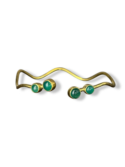 Golden Dew - Gold Plated Wavy Cuff Bangle | 925 Silver