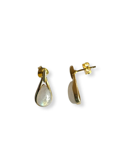 Golden Hour - Gold Plated Moonstone Stud Earrings | 925 Silver