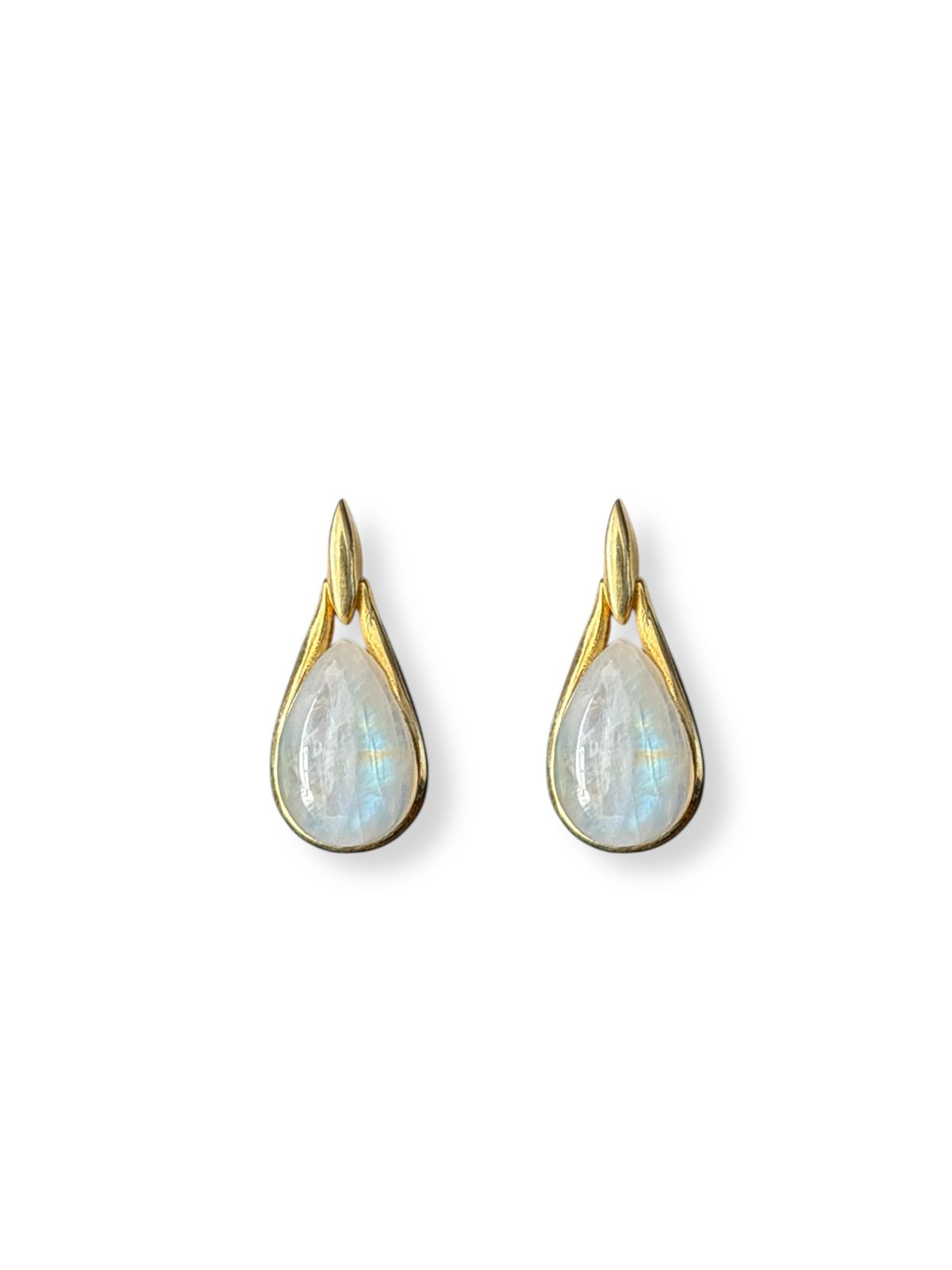 Golden Hour - Gold Plated Moonstone Stud Earrings | 925 Silver