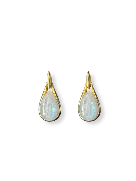 Golden Hour - Gold Plated Moonstone Stud Earrings | 925 Silver