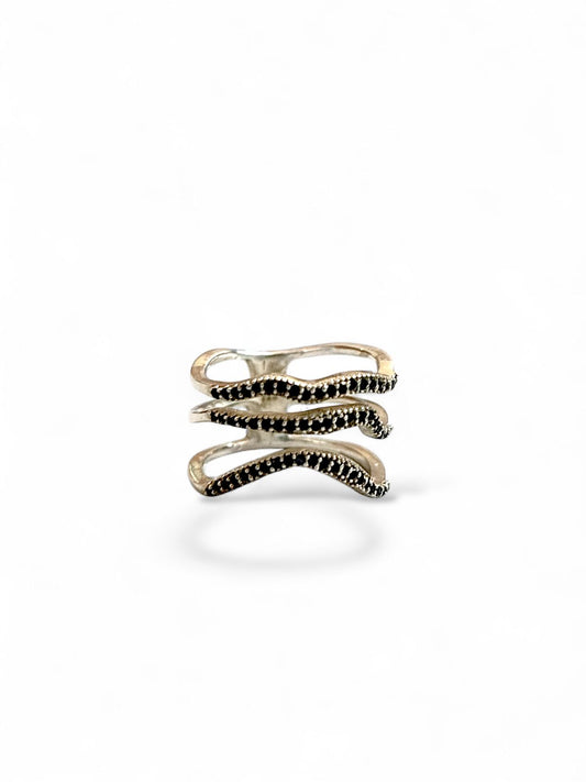 Midnight Wave - Designer Ring with Black Onyx | 925 Silver
