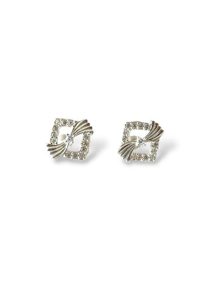 Lunar Frame - Minimal CZ Stud Earrings | 925 Silver