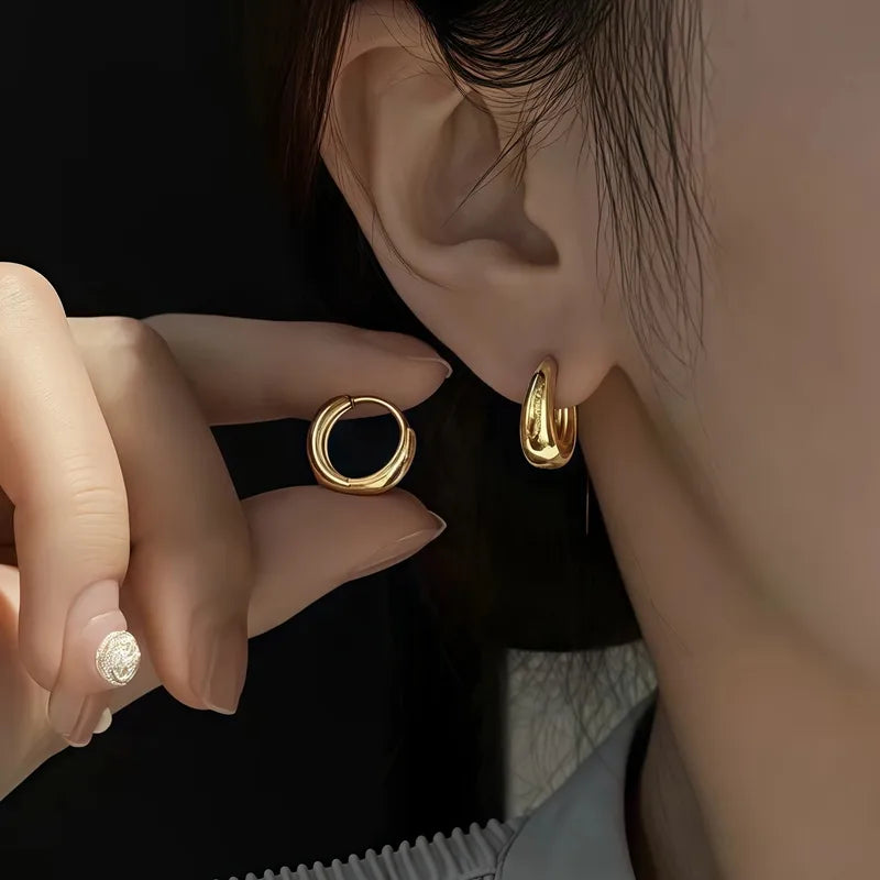 C Shape Stainless Steel Hoop Earrings