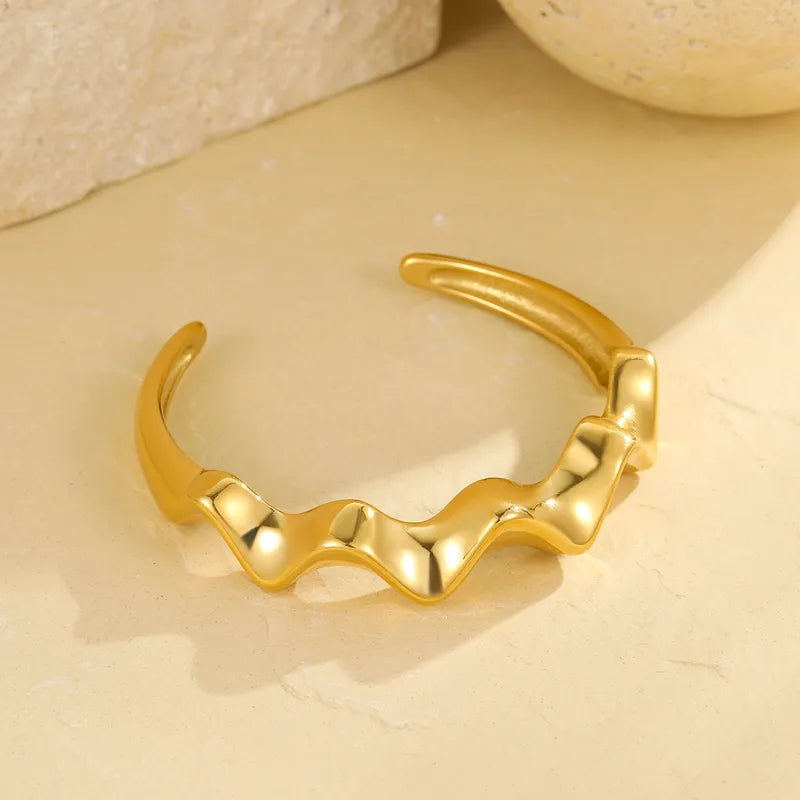 Waves Solid Cuff Bracelet | Stainless Steel