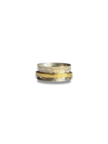 Saturn Spin - Hammered Spinner Ring | 925 Silver