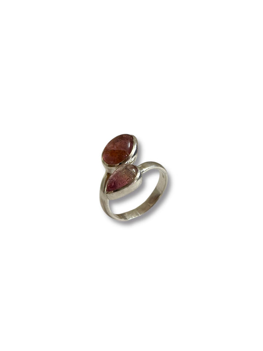 Twin Rosé - Pink Tourmaline Adjustable Ring | 925 Silver