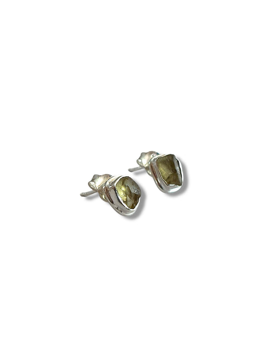 Olive Haze - Uncut Peridot Stud Earrings | 925 Silver