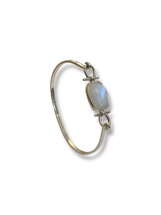 Lunar Glow - Moonstone Cuff Bracelet | 925 Silver