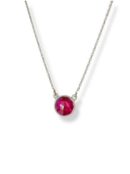 Crimson Ray - Red Sillimanite Gemstone Necklace | 925 Silver