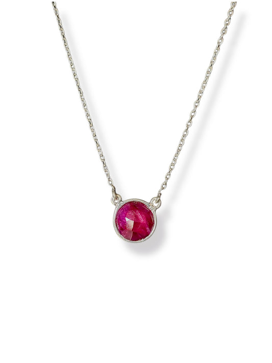 Crimson Ray - Red Sillimanite Gemstone Necklace | 925 Silver