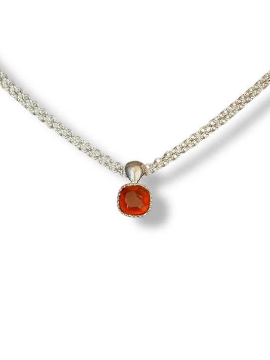 Amber Flame- Red Onyx Pendant | 925 Silver
