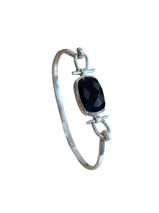 Monochrome Muse - Black Onyx Cuff Bracelet | 925 Silver