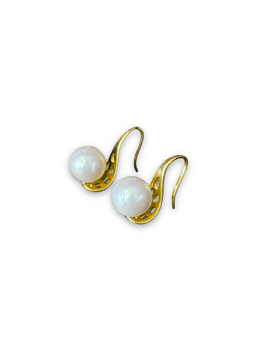 Daylight Drops - Gold Plated Pearl Drop Earrings | 925 Silver