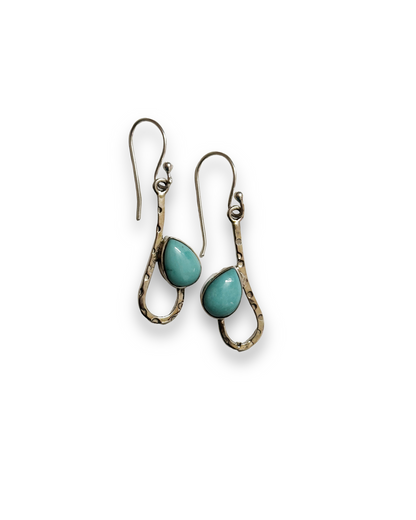 Blue Lagoon  - Turquoise Teardrop Dangle Earrings in 925 Silver