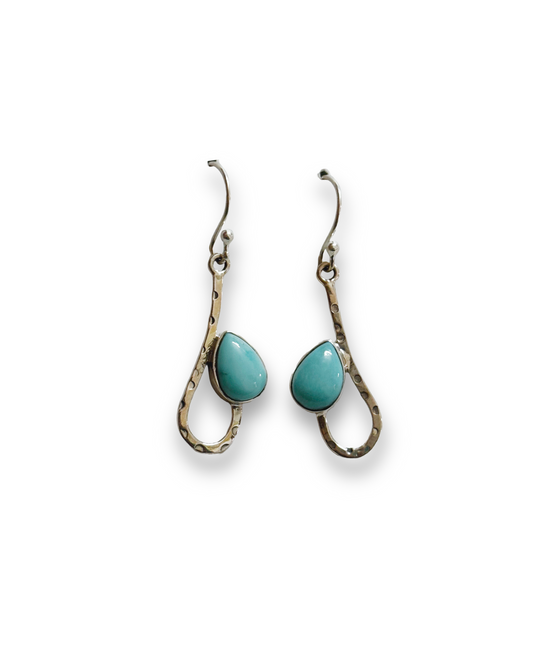 Blue Lagoon  - Turquoise Teardrop Dangle Earrings in 925 Silver