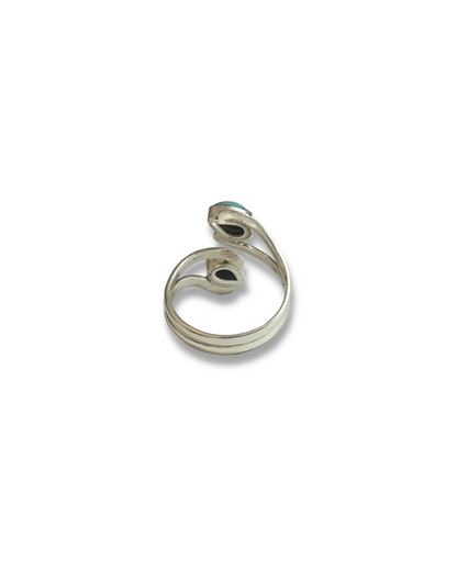 Aqua Duet - Turquoise Two Stone Adjustable Ring | 925 Silver